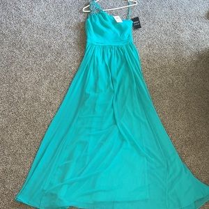 Badgley Mischka for Cache formal gown one shoulder teal turquoise aqua NWT👗